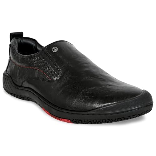 Image of Allen Cooper Genuine Leather Casual Shoes with Ankle Support, Anti Slip Technology, Better Padded and Cotton-Like Memory Foam Cushion Insole(40182Color Options- Black /Brown, Sizes- 6,7,8,9,10)