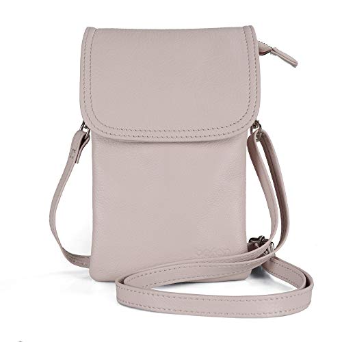 Image of befen Genuine Leather Small Crossbody Bags for Women Cell Phone Bag Cross Body Purses,Silver Zipper