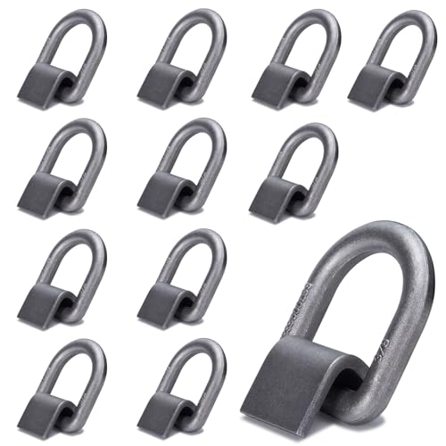 AYMMIC 3/8" Heavy Duty Weld-On Forged D Ring with MBS: 5,000 lbs, D-Ring Tie Down Anchor with Weld On Anchor Points for Trailer, Truck Cargo, RV, ATV Tiedowns, Farm Applications etc (12 Pack) by AYMMIC - Used condition - US$28.49