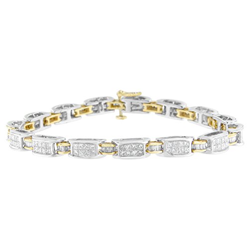 Original Classics 14K Two-Tone Gold Princess and Baguette-Cut Diamond Link Bracelet (3.00 cttw, H-I Color, SI1-SI2 Clarity)