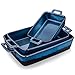 vancasso serie GLIMMER Fuentes para Horno, Bandejas de Gres Esmaltada Fuentes Rectangular para Horno de 3 piezas, 1000ml& 2000& 2500ml Gran Capacidad Azul