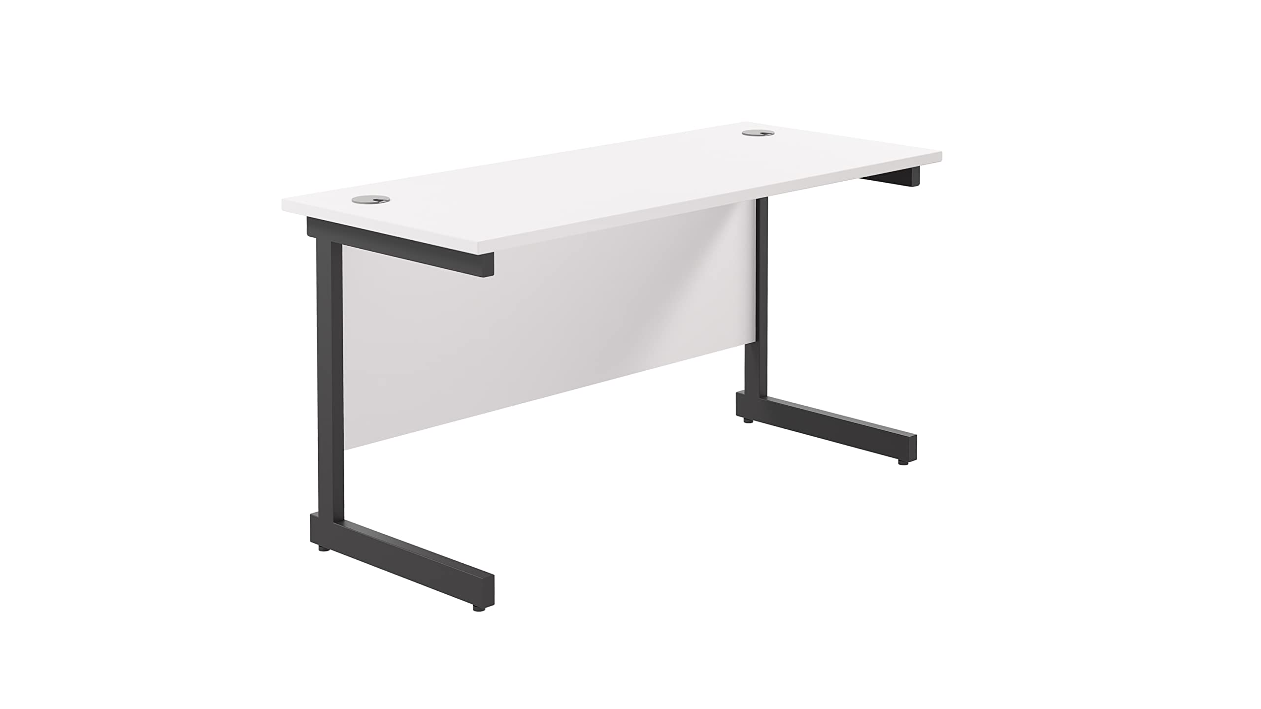 Office Hippo Heavy Duty Rectangular Cantilever Desk - Home Office Table + Integrated Cable Ports, PC Desk - 5 Yr Warranty - Silver Frame/Oak Top, 120cm x 80cm — view 51