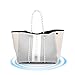 IBEE Tote bag for women,Neoprene bag,handbags for women to fit Cameras,Books,Clothingï¼ŒDiaper Bag for Summer Beach Trips,Travel Pool Gym Studio Office School,Gift for Women Crafts (Silver)