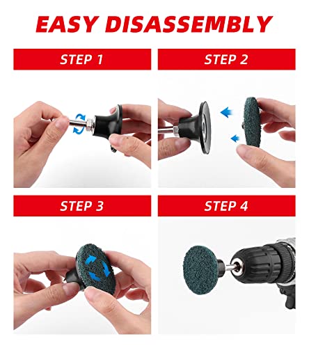 LUCKUT Schnellwechselscheiben 2 Zoll Roll Lock- 46pcs, 1/4 ’’ Halter Oberflächenscheiben für Die Grinder Oberflächenstreifen Rostfarbentfernung ，fein für Schleifmaschine, Schleifen, Politur