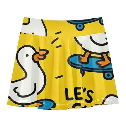 Tennis Skirts Kids Cute White Ducks Yellow Girls' Shorts Athletic Skorts Gymnastics Little Girl 4t