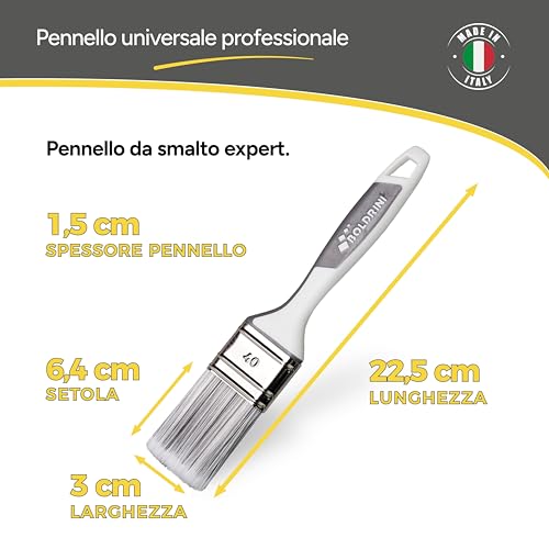 Boldrini Pinsel für Nagellack mit synthetischen Borsten und ergonomischem gummiertem Griff, Größe 4 cm, hergestellt in Italien