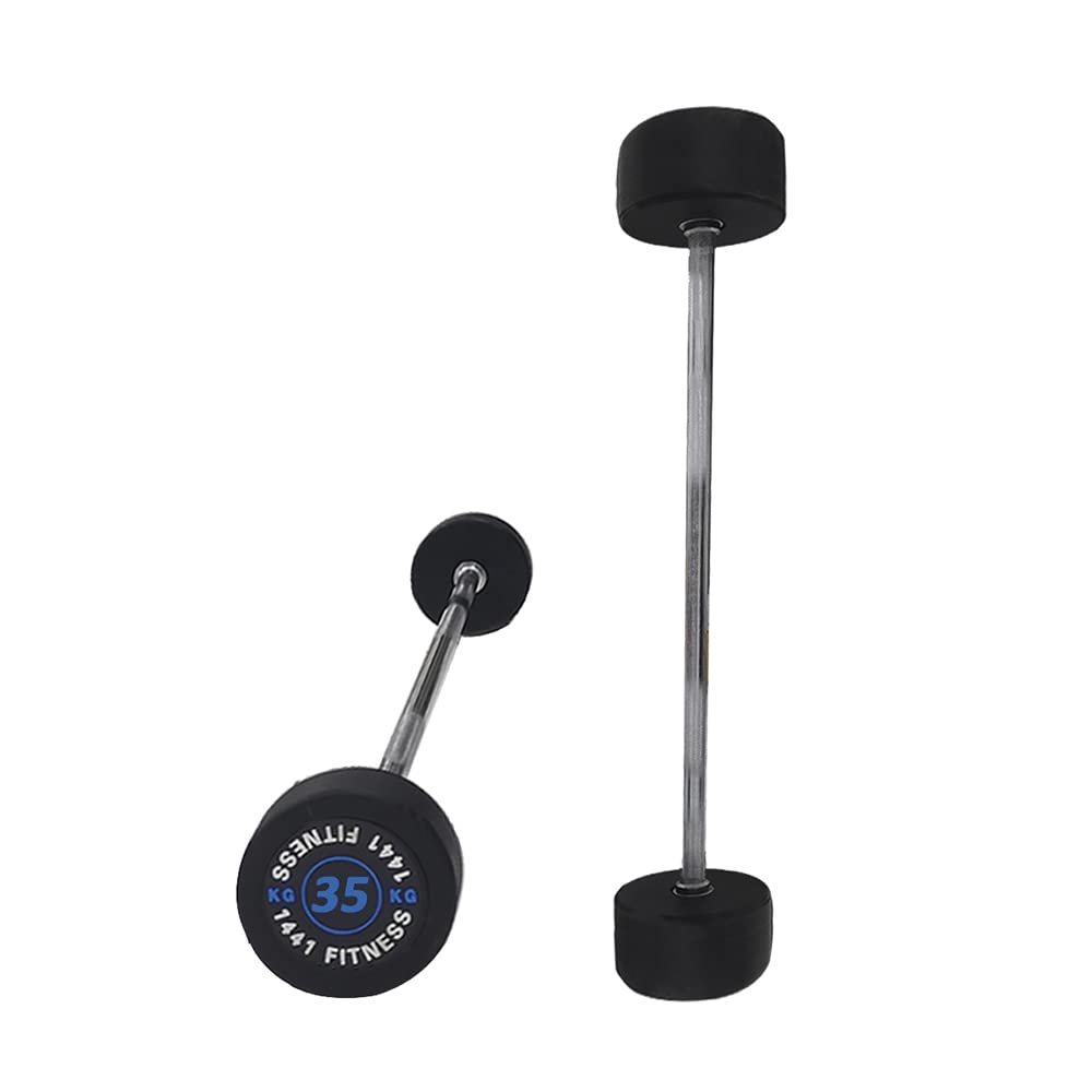 1441 Fitness Straight Steel Barbell Weight Set for Body Pumping and Core Strength Training, Multiple Exercise Workout Home Gym Professional Equipment, 35kg