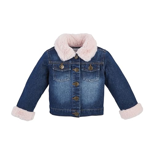 Mud Pie Girls Children Denim Jacket W Pink Fur