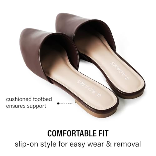 J. Adams Lennox Mules for Women - Closed Pointed Toe Flat Heel Slides4