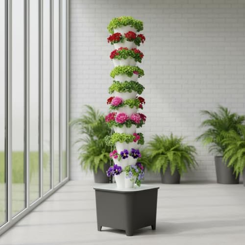 TIRUSSS Hydroponic Growing System Kit, Aeroponic Tower 50 Hole Garden