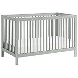 Oxford Baby Essentials Island Full Size 4-in-1 Convertible Baby Crib with Round Spindles, Gray
