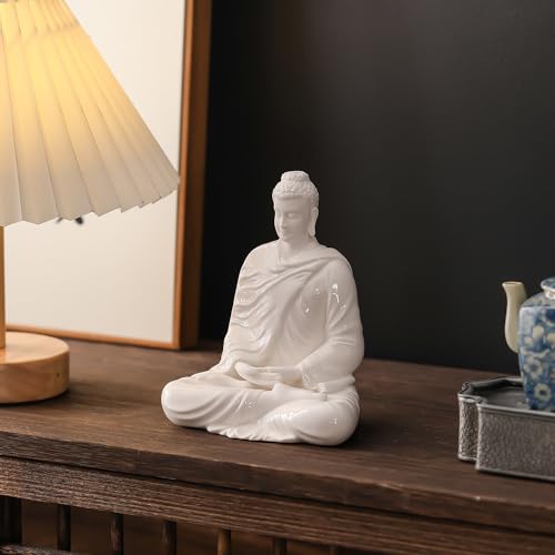 Estatua Buda de Cerámica Blanca 6 Pulgadas Decoración Hogar miniatura 3