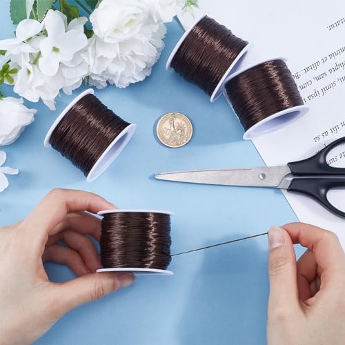 SUNNYCLUE 240m 4 Rolls 0.8mm Elastic Bead Cord Brown Stretchy Bracelet String Crystal Threads Spandex Clay Beads Seed Beaded Cords for DIY Bracelets Necklaces Crafts Jewelry Making Beading Supplies - Image 3