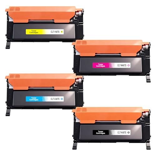 Jhaan CLT 407 CLT 409S   Tóner para Samsung CLP 320 CLT 407S para Samsung CLP 321N CLP 325W CLP 326 CLX 3180 CLX 3185 CLX 3186 (1 negro, 1 cian, 1 magenta, 1 amarillo)