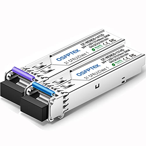 Image of QSFPTEK 1.25g BIDI SFP 20km Tx1490 / Rx1310nm DDM LC WDM Transceiver widely Compatible Optic Fiber Transceiver Module, up to 20km -1pair