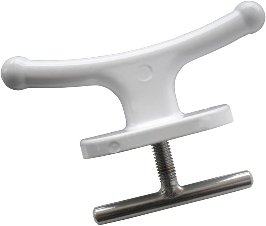 Dock Edge + Classic Cast Aluminum InstaCleat with White Finish, 5