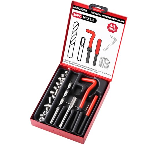 KUNGJUER Helicoil Metric Thread Repair Insert Kit M6X1.0mm Rethreading