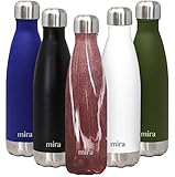 MIRA 17 oz Vacuum Insulated Travel Water Bottle | Leak-Proof Double Walled Stainless Steel Cola Shape Sports Water Bottle | No Sweating, Keeps Your Drink Hot & Cold | Wine Granite