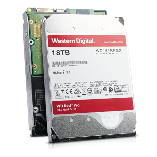 Image of Western Digital 18TB WD Red Pro NAS WD181KFGX 7200 RPM SATA 6 Gb /s CMR 256 MB Cache 3.5 inch Internal Hard Drive HDD (Renewed)