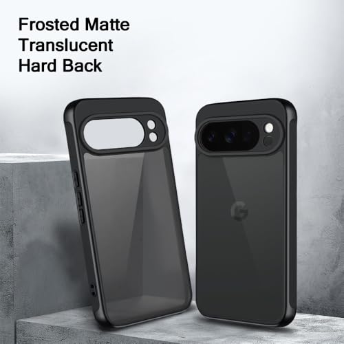 Image of TheGiftKart Hybrid Matte Frosted Translucent Back Cover Case for Google Pixel 10 Pro | Shockproof Design | Camera Protection Module | Hard Back Cover Case for Pixel 10 Pro (PC & TPU, Frost Black)