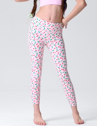 SKIDREAM Meninas Pacote Com 3 Leggings Atléticas Pretas, Calças De Ioga Estampadas Na Altura Do Torn