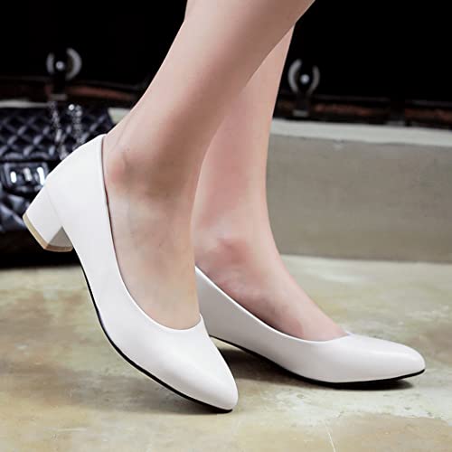 DEERBUNNY Women's Classic Block Heels Pumps Round Toe Slip On Low High Heel Work Office Shoes Formal Occasions Evening Party Dress Pump3