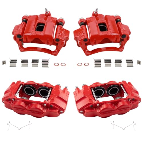 Image of TRQ Performance Front and Rear Brake Caliper Set Caliper Brackets Hardware Compatible with 10-13 Lexus GX460 14-22 GX460 with 12mm Mounting Holes 10-14 Toyota 4Runner