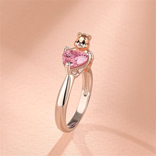 Jeulia "Bear Holding Honey Pot Round Cut Sterling Silver Ring Fashion Anniversary Promise Engagement Wedding Ring Set for Her With Gift Jewelry Box3