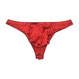 Sexy 100% Silk Satin Underwear Mens Thong Briefs Size USL[Red]