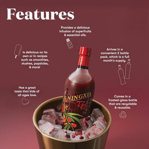 Young Living NingXia Red Antioxidant Drink | 25.35 fl oz | Superfruit Supplement with Wolfberry, Blueberry, Pomegranate, Orange, Lemon & Yuzu Essential Oils | 2 Pack