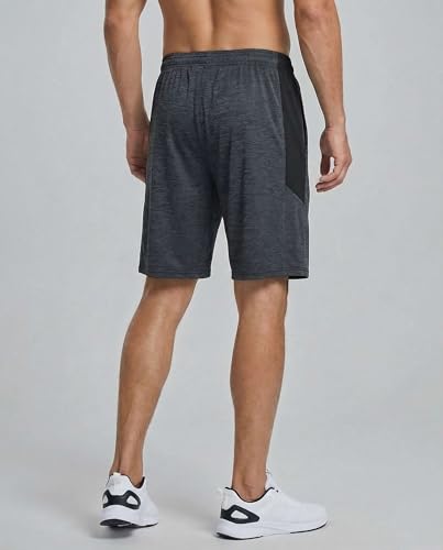 Image of Real Essentials Men's 5 Pack: 9 inch Dry-Fit Shorts - Athletic Gym, Workout, Basketball, Running, Casual Lounge Active Pockets