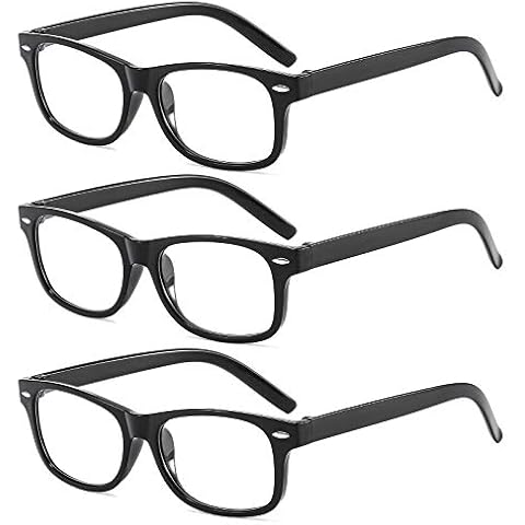 Suertree 3 Pack Reading Glasses Spring Hinge Computer Glasses Square Presbyopic Reader Glasses Aided Eyelasses Unisex 4.0 KS9809 Cover