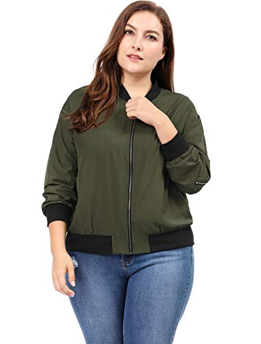 uxcell Women's Plus Size Bomber Jackets Lightweight with Pockets Zip Up Quilted Casual Coat Outwear3