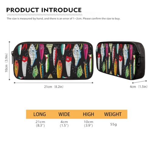 Image of Fishing Lures Pencil Case for Men Women,Large Capacity Pencil Box for Boys Girls,Pencil Case Pouch with Zipper for School Work Travel