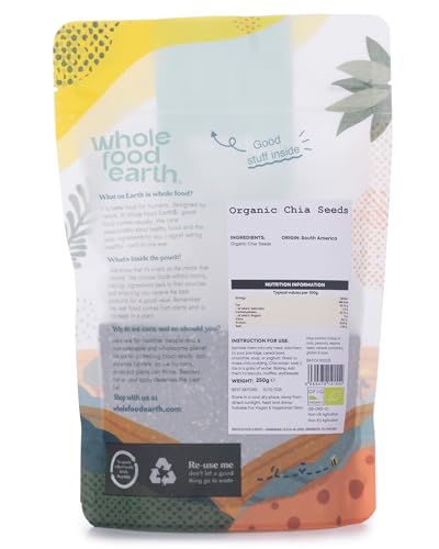 Wholefood Earth Bio-Chiasamen – 250 g | Roh | Gentechnikfrei | Vegan | Ballaststoffquelle | Bio-zertifiziert