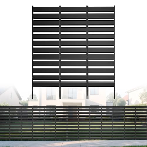 48in H x 45in W Air Conditioner Fence Screen Trash Can Privacy Fence Panels for Outside Unit Pool Eequipment Enclosure No Dig Backyard Fencing (Black)