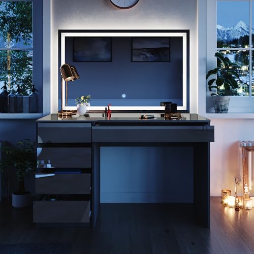 Vicco Schminktisch Anthrazit Sherry 120x75x55 cm - Frisiertisch, 5...