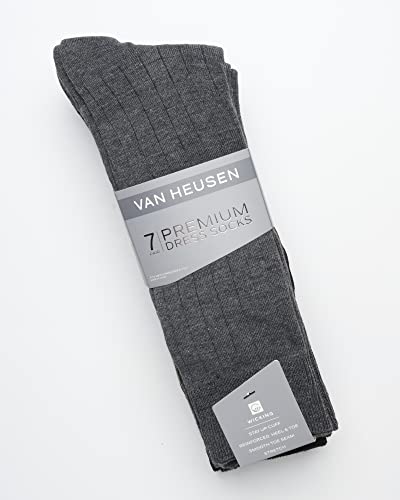 Van Heusen Men's Dress Socks - 7 Pack Premium Stretch Moisture Wicking Crew Socks with Reinforced Heel and Toe (Size: 6-12.5)2