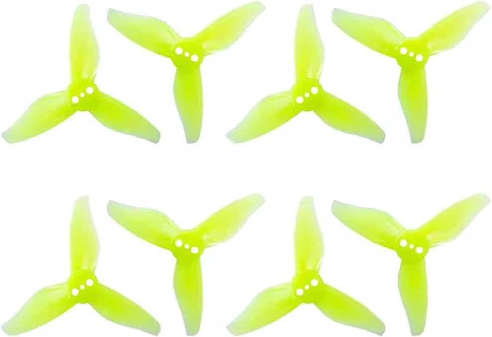 SPARKHOBBY 16PCS 8Pairs GemFan 2023 3-Blade Propeller 2 inch 3 Holes 1.5mm Center Hole Diameter CW CCW Props for RC Toothpick FPV Drone (16PCS 2023 Yellow)