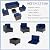 Gotland 7-Piece Outdoor Patio Furniture Set - All-Weather PE Rattan Sectional Wicker with Replaceable Navy Waterproof Cushions & Coffee Table