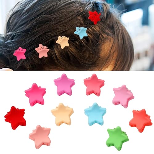 Image of NEOBABY Mini Colorful Star Design Tiny Hair Clip for Multiple Hair Styling | Hair Claws Accessories for Kids Baby Girls and Women's Candy Colors (Pack of 24)