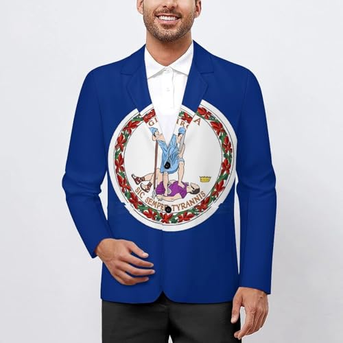 Virginia State Flag Men's Casual Blazers Slim Fit Sport Coats Blazer Two Buttons Suit Jacket for Work Party2