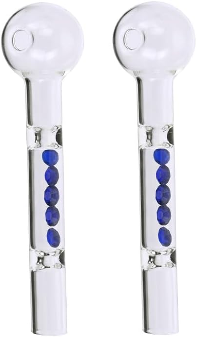 Hooker Fookers Glass 4 inch Oil Pipe with Diamond Beeds (Pack of 2)