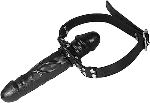 Double Dildos Mouth Strap on Sex Toys Mouth Gag Gag Realistic Dildo Penis Strap On Double Dildo with Penis Mouth Gag Bondage Leather Head Harness with Gag Sex Toys
