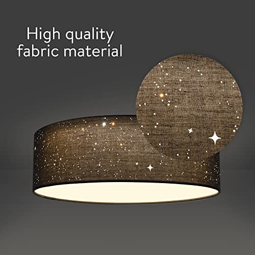 Navaris Flush Mount Ceiling Light - 12.6" Diameter Drum Lamp Shade Led Fixture With Remote Control - Bedroom Nursery - Dark Gray With Star Effect #TOP7