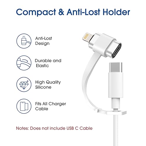 TechMatte USB C to Lightning Adapter, [2 Pack] 27W PD Fast Charging Compatible with iPhone/iPad/iPod/AirPods iOS Devices, Support Data Transfer, Not Support Headphones/OTG, with Anti-Lost Holder - Thumbnail 6