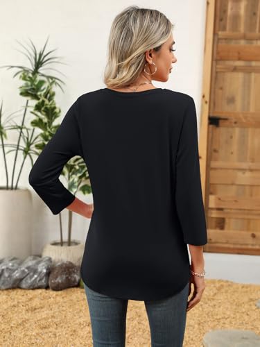 Womens 3/4 Sleeve Square Neck Tops Casual Summer Tops Trendy Womens T Shirts Ladies Tops3