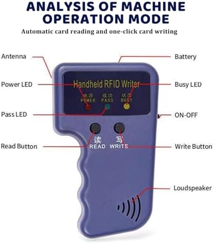 RFID Reader Writer Set 125KHz Proximity ID Duplicator Handheld RFID Writer with 5 Writable Key Fobs, Not Include Battery, Reader Duplicator - 3