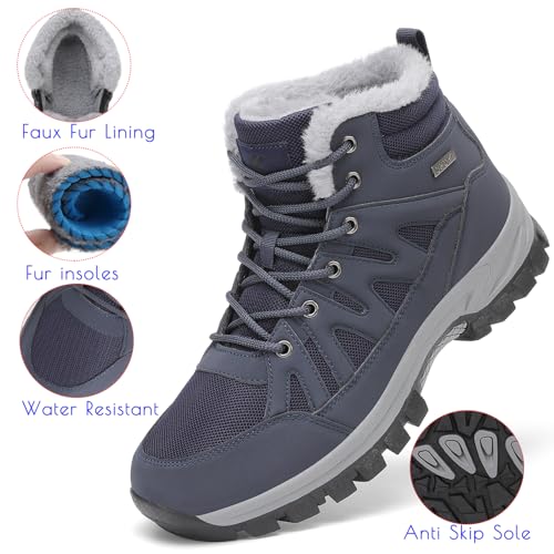 FLARUT Mens Snow Boots Insulated Fur Liner Winter Warm Hiking Shoes Walking Sneaker2