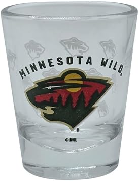 Boelter Brands NHL Satin Etch Shot Glass 2oz, Full 360 Wrap Design Minnesota Wild